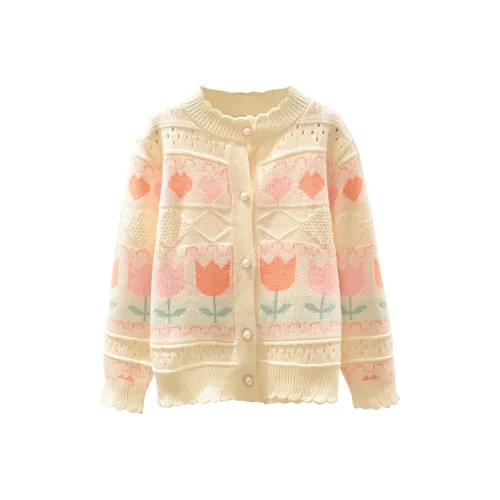 Chiaus Девочки Цветочный Свитер Универсальный Стиль Пальто Детский
