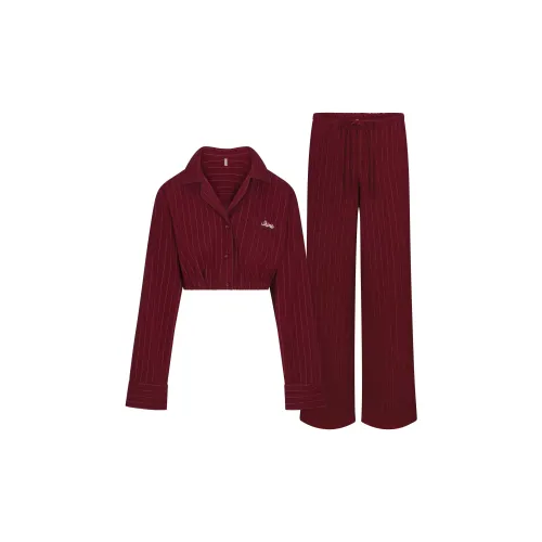 SKIMS Fw25 HEAVY Фланель Укороченный Комплект Пижам Женские