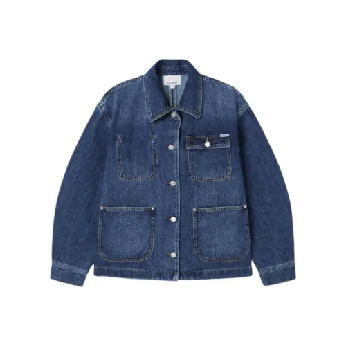 GUESS Джинсовые куртки среднего синего цвета унисекс