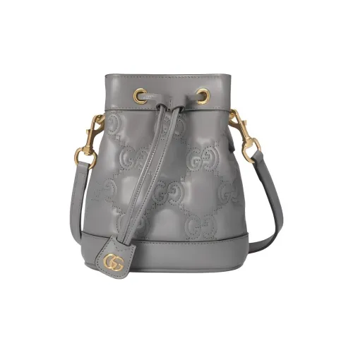 GUCCI GG Matelassé Кожа Ведрообразная Сумка через плечо Мини Женская Серый