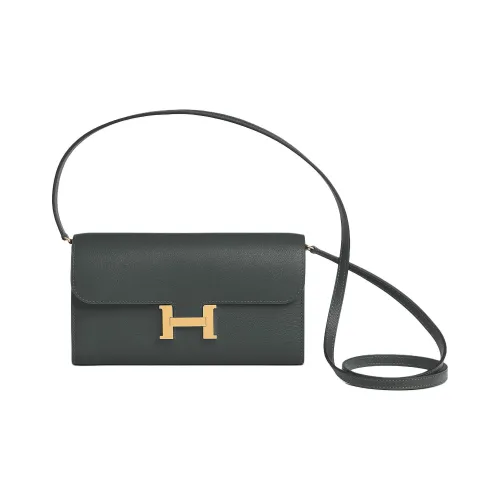 HERMES Constance To Go Evercolor Телячья кожа Кошелек Сумка через плечо Женская Болотный зеленый