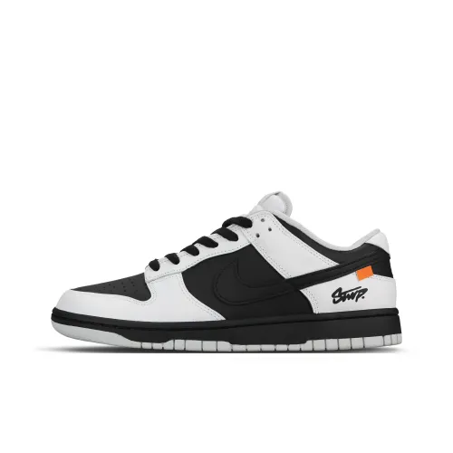 Nike Dunk Износостойкий и Легкий Низкий Топ Скейтборд Кроссовки Унисекс Черный Белый Оранжевый