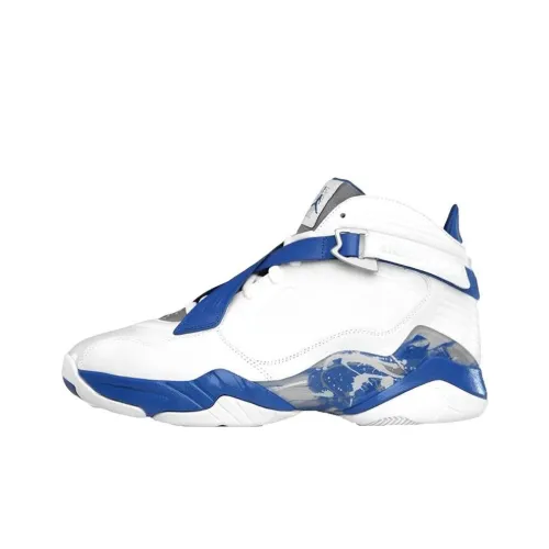 Jordan Air Джордан 8 'White Silver' Амортизация Высокий Топ Винтажные Баскетбольные Кроссовки Мужские Белый Синий
