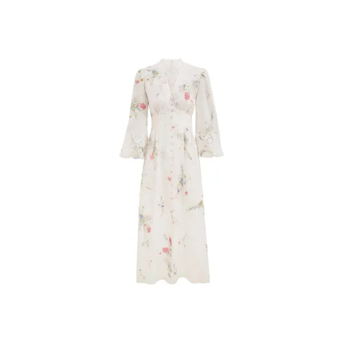 Zimmermann FW25 Длинное платье с длинными рукавами женское