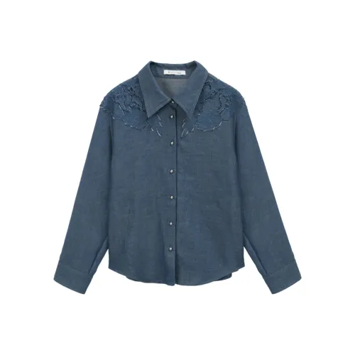 MISHOW Blue Women's Shirts MISHOW Синие Женские Рубашки