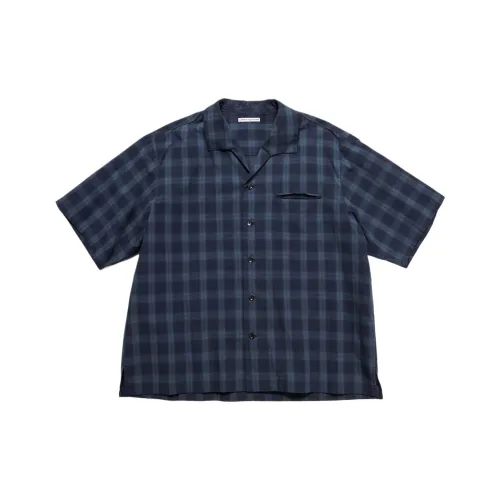 Uniform Experiment Морской Синий Клетчатый Мужские Рубашки