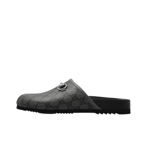GUCCI Застежка Horsebit Домашние тапочки Мужские Серый Черный