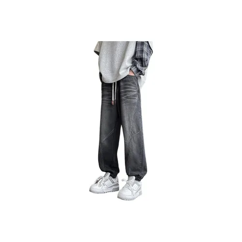 RUXU Черные джинсы с флисовой подкладкой для мужчин