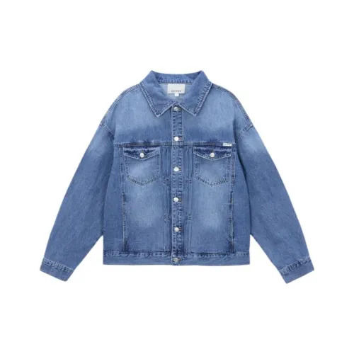 GUESS Джинсовые куртки среднего синего цвета унисекс