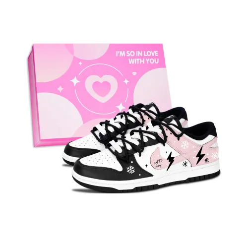 Nike Dunk Черный Белый Городской CHIC Стиль Зимний Устойчивый к абразиву Низкий Топ Скейтборд Кроссовки Унисекс Розовый