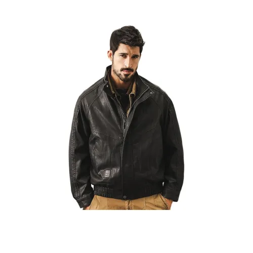 JIELEINUO Мужские кожаные куртки