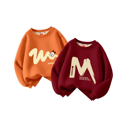 BOBDOG [Утолщенный и с флисовой подкладкой] Линия Drawn Жженый оранжевый + Пава Driven Бургундский KIDS Свитшоты