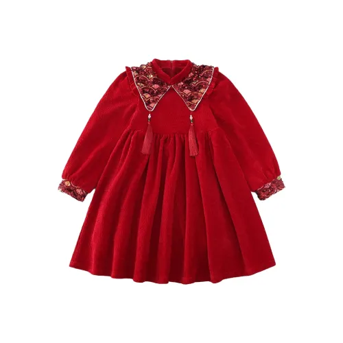 MUMUWU HOUSE Красное школьное платье