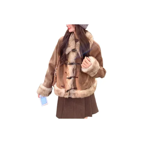 SRCG Коричневый Женские Бархатные Куртки