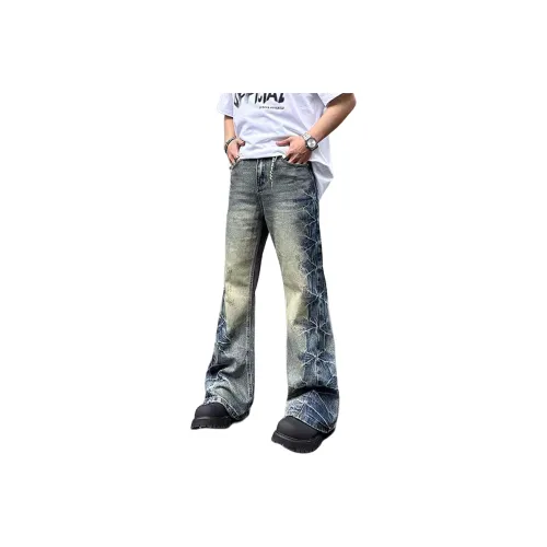 YIWANSHIDUO Blue Unisex Jeans YIWANSHIDUO Синий Унисекс Джинсы