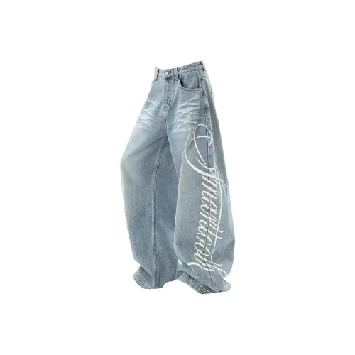 YIWANSHIDUO Blue Unisex Jeans YIWANSHIDUO Синий Унисекс Джинсы