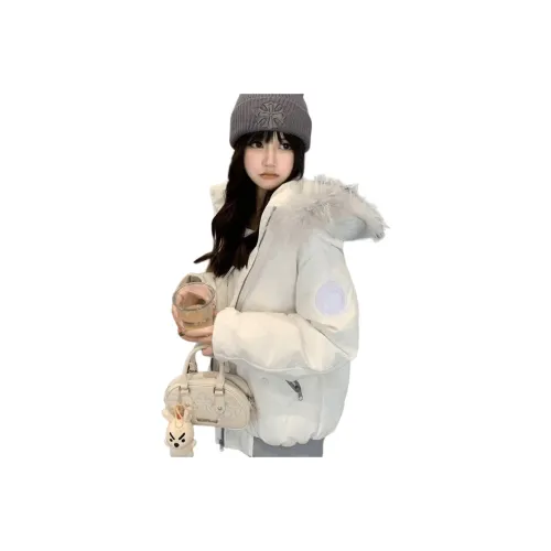 OURUOKE Экрю Женские пуховики