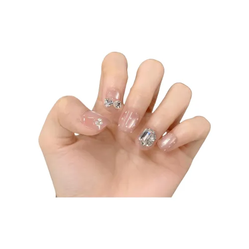 T Z Премиум Сверкающий страз False Nail Укороченный Короткий LADDER Телесный Однотонный Стразы Embellished