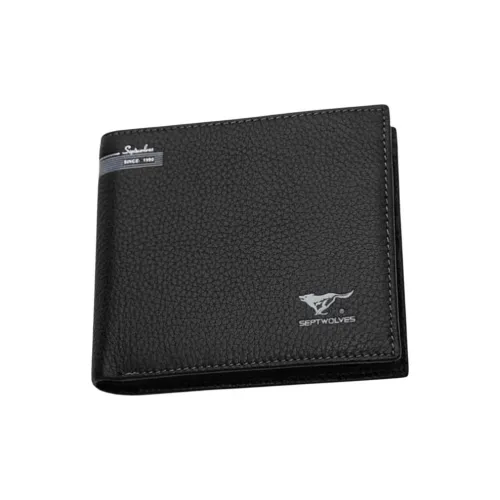 SEPTWOLVES Кошелек из коровьей кожи Мужской Черный Кофейный