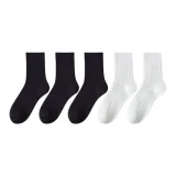 [Высокие носки 16 см] 3 упаковки черных + 2 упаковки белых