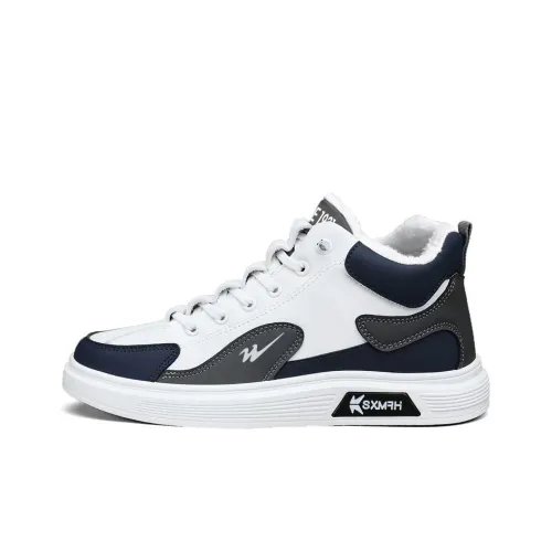 Binary Slip-Resistant Shock Absorbers Легкие Высокие Кроссовки для Скейтбординга Мужские Белые и Синие