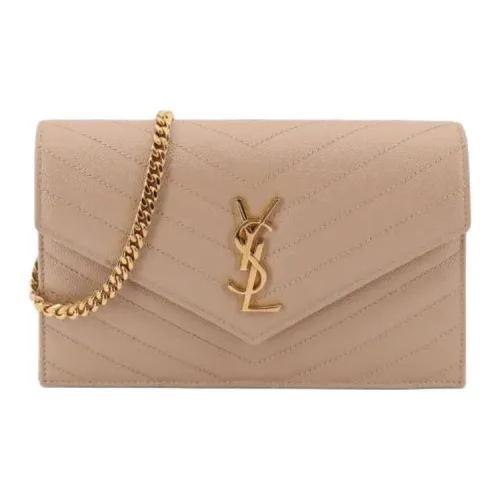 SAINT LAURENT CASSANDRA Сумка через плечо из кожи женская бежевая