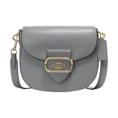 COACH Кожа с Замшей Седло Сумка Сумка через плечо Маленькая Женская Гранитно-Серый