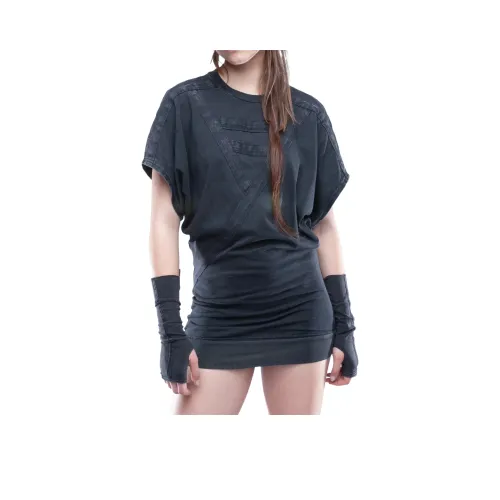 DEMOBAZA Базовое Реконструктивное Хлопковое Платье-Кунья Короткий-Рукавное Платье Женское