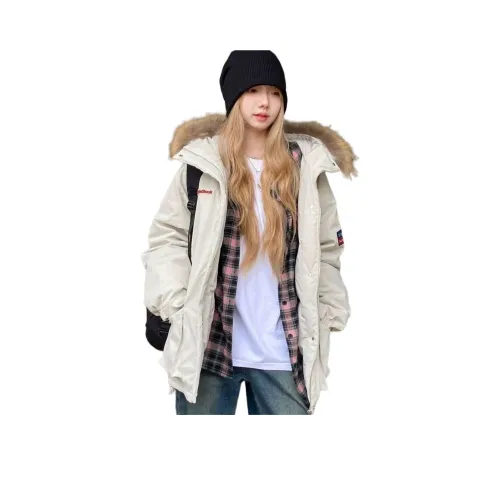 OURUOKE Серый Белый Женские пуховики