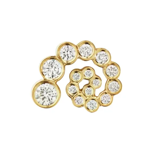 Sophie Bille Brahe Топ Grade Wesselton VVS Ромб Серьги-гвоздики Унисекс Золотой