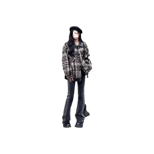 FLIM Модель Одежда Основная Функция Черно-белая Клетка Узор Женские Куртки