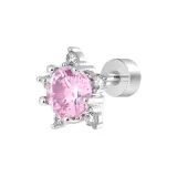 Одиночные серьги-гвоздики с розовой звездой