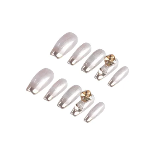 BDQC Французский Coquette Осветляющий Искра False Nail Средний LADDER Белый Однотонный