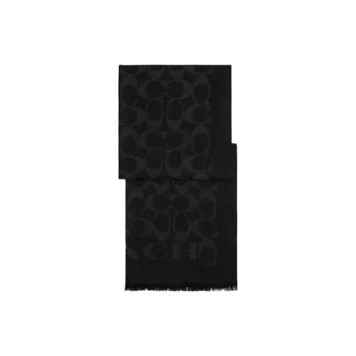 COACH Шарфы из овечьей шерсти вязаные Женские Черный
