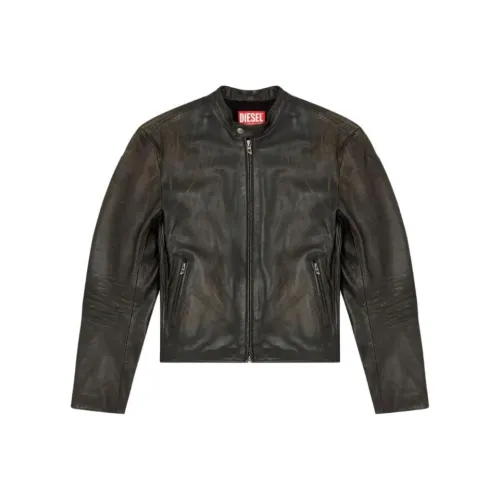 DIESEL Коричневый Мужская Кожаная Куртка