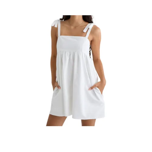 Motel Rocks Kayla Воротник-клетка Мини Платье Len Сливочный Slip Платье Женское