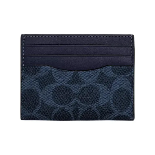 COACH Коровья кожа Картхолдер Мини Унисекс Полночь Темно-синий Деним