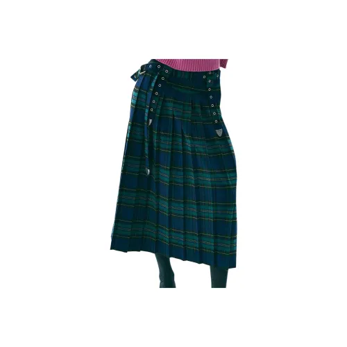 MARDI MERCREDI Fw25 ПЛЕАТС Maxi Юбка Шипы_Зеленый Повседневный Длинный Юбка Женские