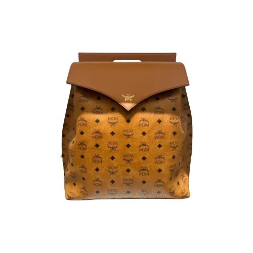 MCM Рюкзак из искусственной кожи и коровьей кожи средний унисекс цвет коньяк