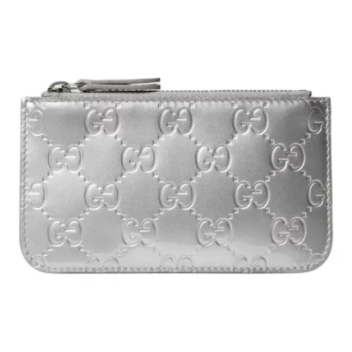 GUCCI GG Emblem Кожа Key Pouch Женские Серебряный