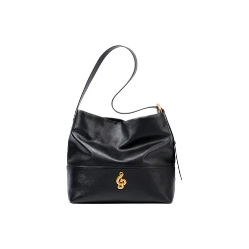 MYTANNER Сумка через плечо из крупнозернистой текстуры крупная женская черная