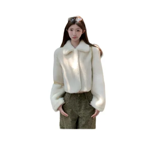 ZVJH Белый Утепленный Женские Меховые изделия