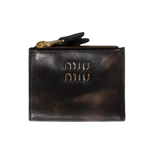 MIU MIU Lambskin Wallet Small Unisex Coffee