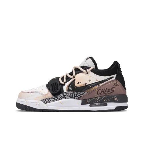 Jordan Air Джордан Legacy Xingji Эльф Устойчивый к истиранию Низкий Топ Детские Баскетбольные Кроссовки Черный Белый Коричневый Подростки