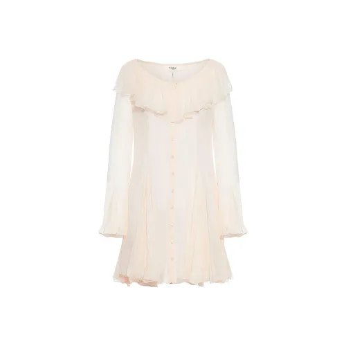 Chloe FW25 Длинное платье с длинными рукавами женское