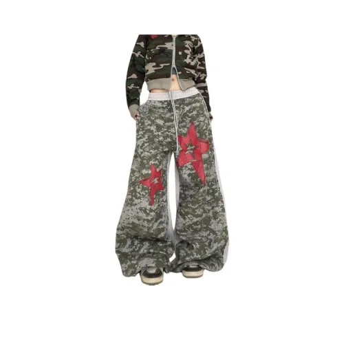 OMOIDAS Gray Camouflage Women's Casual Pants OMOIDAS Серый Камуфляж Женские Повседневные Брюки