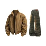 Коричневый + Камуфляж [Пуховая куртка с флисовой подкладкой]