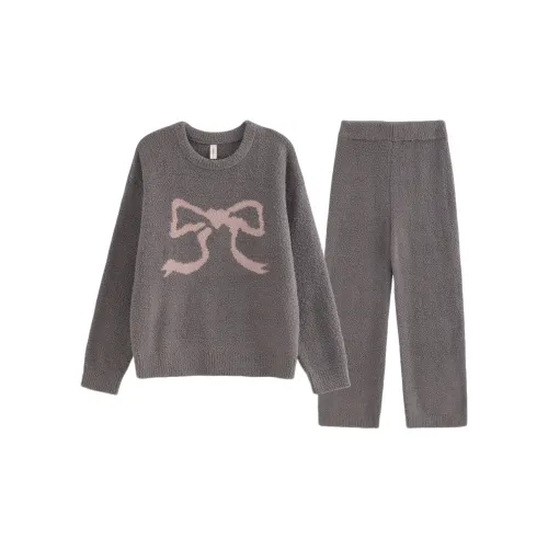 XIAOLIZI Черный Коричневый Бант Женские Пижамные Комплекты