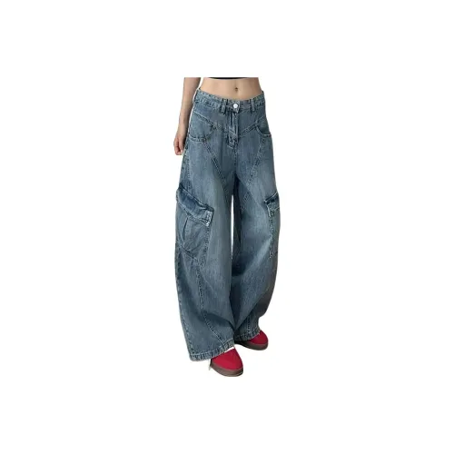 KULAIYA Винтажные синие унисекс джинсы