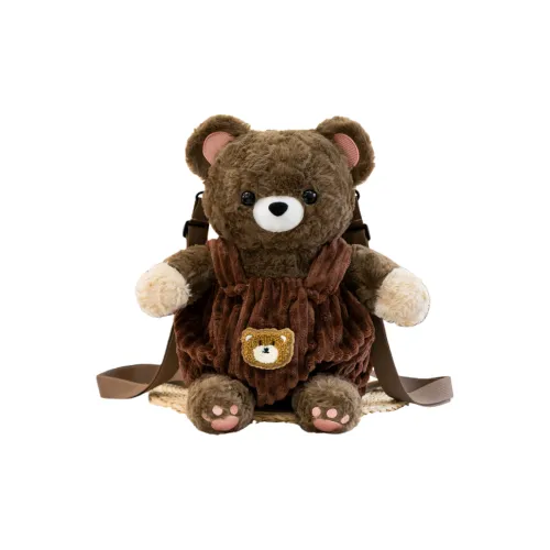 RIVMIND Плюшевый рюкзак обычный женский кофе